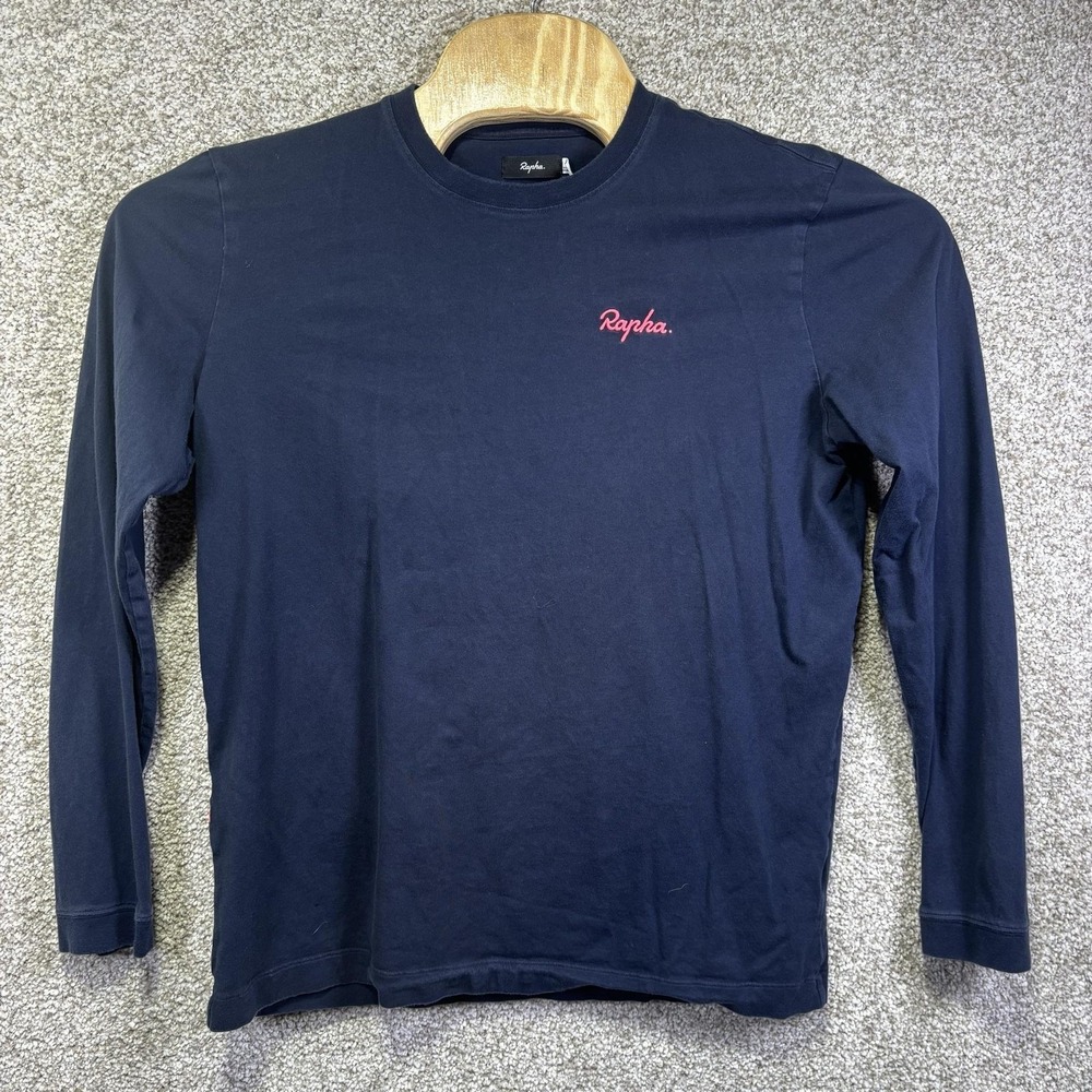 Rapha Shirt Mens Large Blue Logo Long‎ Sleeve Crewneck Cotton T-Shirt Casual